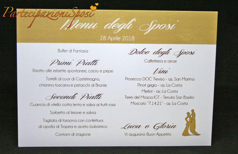 Menu Di Nozze A Cavaliere Partecipazioni Sposi Stampa Partecipazioni Matrimonio